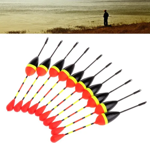 Vista 4 de 10 unids Carpa Pesca Flotadores Set Boya Bobber para Aparejos de Pescado Vertical 8 # 0.04 oz Flotador Línea Pesca