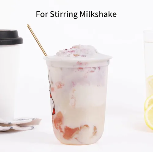 Vista 10 de 4 piezas de cucharas de café/té de 17 cm con mango largo, doradas, para té helado, espresso, cucharas largas de acero inoxidable para remover