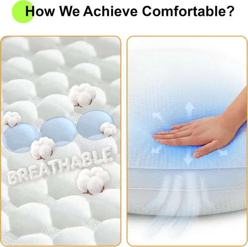Vista 3 de Juego de 2 rellenos de almohadas con malla lateral refrescante de doble filo, almohadas firmes y de apoyo para sofá, sofá o cama con relleno
