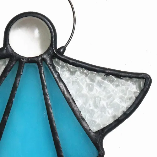 Vista 8 de Adorno de ángel para colgar en vitrales, decoración de vacaciones, regalos conmemorativos de condolencias, regalos de ángel para mujeres (azul) 5.5