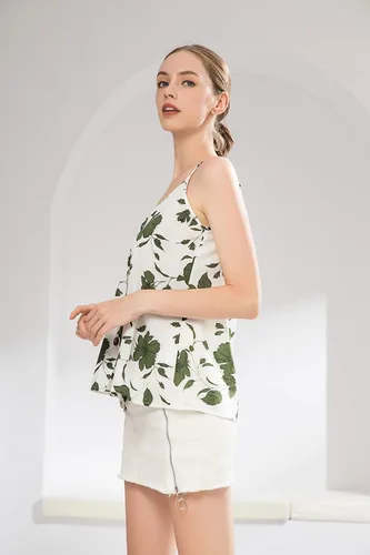 Vista 3 de Strappy Tank-Tops for Womens Floral-Prints Button-Down V-Neck Sexy Sleeveless-Blouses Casual Cami-Shirts