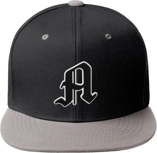 Vista 1625 de Daxton Gorra clásica con visera de billete plano con letras del alfabeto inglés antiguo de la A a la Z