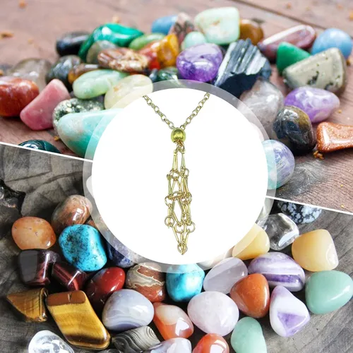 Vista 3 de Crystal Holder Necklace, Stainless Steel Crystals Stone Cage, Durable Empty Crystal Holder Necklace, Necklace Cage with Original Ecological Retro