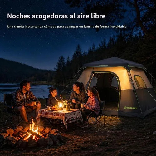 Vista 5 de Instant Tent, 6 Person Blackout Tents for Camping with Top Rainfly
