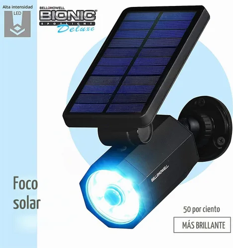 Vista 2 de Bell+Howell Bionic Spotlight Deluxe - Luz solar con sensor de movimiento de 25 pies, paneles solares, resistencia al agua contra las heladas, patio