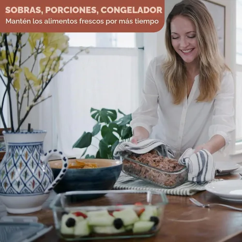 Vista 2 de Razab Juego de 2 recipientes de vidrio para almacenamiento de alimentos de 80 onzas, con tapas herméticas de bloqueo para almacenar y servir Negro