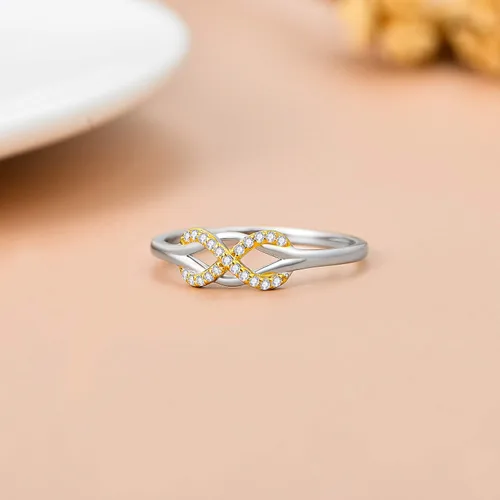 Vista 3 de SISGEM Infinity Love Band Anillo de oro macizo de 14 K con símbolo de nudo de amor celta de oro natural, anillo de compromiso para mujeres y niñas