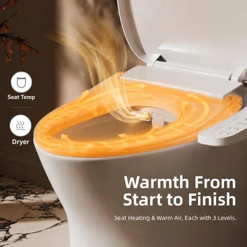 Vista 5 de Asiento de inodoro eléctrico BRAVAT® alargado, calentado, cierre suave Front/Rear wash, Instant heated seat&warm water&air dryer, Night light