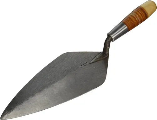 Vista 2 de Kraft Tool RO316-10 Paleta estrecha de ladrillo Londres de 10 pulgadas con mango de cuero