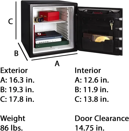 Vista 16 de SentrySafe Caja de seguridad contra incendios, caja de seguridad extra grande con clave, 1,23 pies cúbicos, SFW123CU