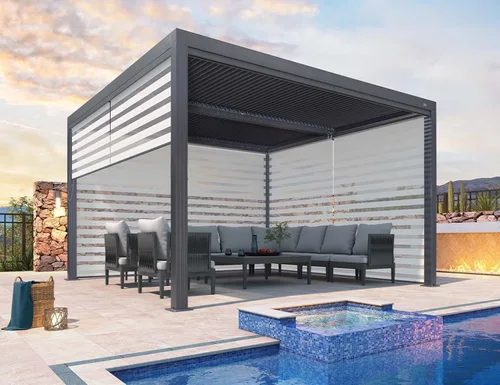 Vista 33 de PURPLE LEAF 94AS - Pérgola pequeña de aluminio compacto de 10 x 12 pies con techo rígido con listones ajustables para patio, cubierta de terraza