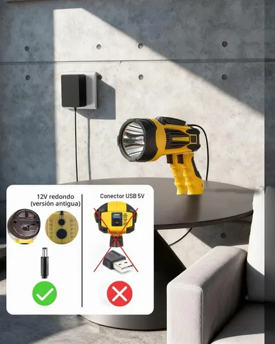 Vista 2 de Cargador para Stanley Fatmax Spotlight SL10LEDS SL5W09 FL5W10 FL3WBD LED Litio-Ion Adaptador Cable de alimentación 12V