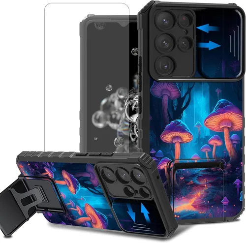 Vista 81 de Funda para teléfono Samsung Galaxy A15 5G con protector de pantalla con cubierta deslizante para cámara y soporte de doble capa híbrida resistente a