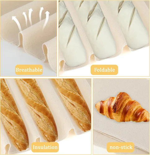 Vista 4 de 2 piezas de paño para preparar pan de 14x18 pulgadas de lino, paño para preparar pan reutilizable, paño grueso para hornear pan para masa