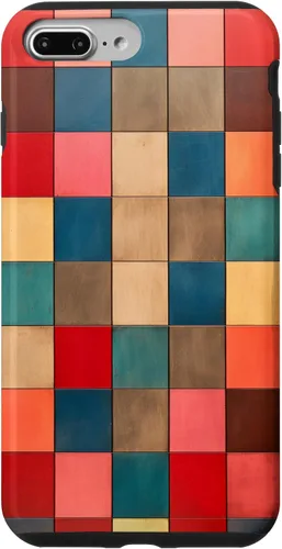 Vista 9 de Funda protectora con diseño a cuadros multicolor radiante para iPhone 14