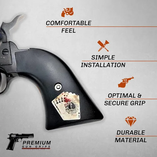 Vista 4 de Premium Gun Grips Puños de repuesto compatibles con Heritage Arms Rough Rider Solid ABS HD Imagen de una serpiente negra con estampado UV