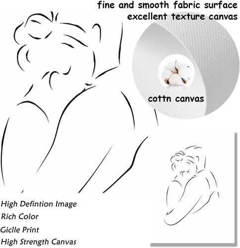 Vista 7 de PUYIQARE Dibujo de línea pareja abrazo a mano lienzo arte de pared, impresión minimalista de lienzo de dibujo de líneas, arte de pareja en blanco