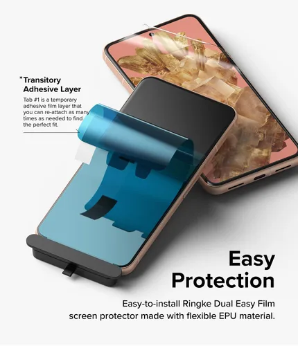 Vista 3 de Ringke Película doble fácil [protección de 4 capas] compatible con protector de pantalla Google Pixel 8, revestimiento de reparación autocurable