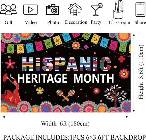 Vista 2 de Decoraciones del mes de la herencia hispana, pancarta latinoamericana, decoraciones para el aula española, decoraciones del mes nacional