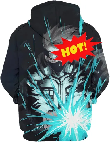 Vista 2 de BAFLO Sudadera con capucha de anime con estampado 3D de moda, sudadera con capucha para disfraz de cosplay para adultos