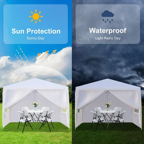Vista 5 de Outvita Gazebo para exteriores, toldo blanco con paredes laterales, tienda de campaña para fiesta de boda con bloqueo UV para fiestas, refugio