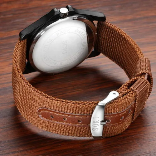 Vista 4 de balacoo Reloj de pulsera de cuarzo para hombre, estilo militar, reloj deportivo, correa de nailon tejida, calendario para niños y hombres