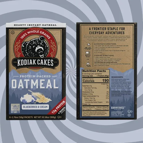 Vista 2 de Kodiak Cakes - Paquete variado de avena con 2 sabores – 1 caja de fresas y crema y 1 caja de arándanos y crema – Incluye recetas gratuitas y folleto