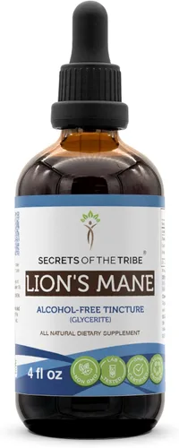 Vista 6 de Secrets of the Tribe Tintura de melena de león Extracto sin alcohol, melena de león (Hericium erinaceus) Seta seca (2 fl oz)
