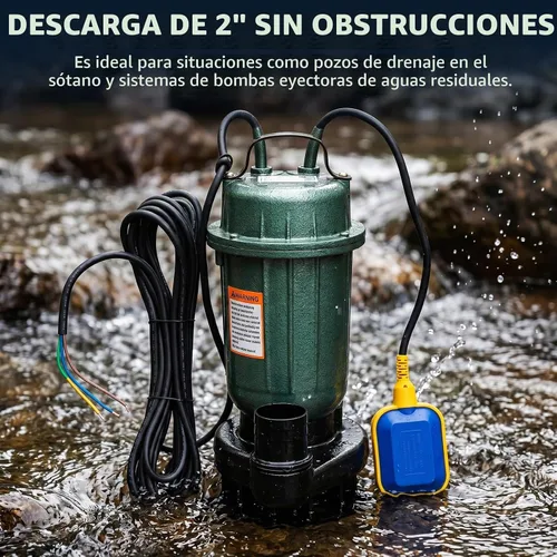 Vista 5 de 1HP Submersible Sewage Pump 4000 GPH 2" Discharge w/66ft Hose