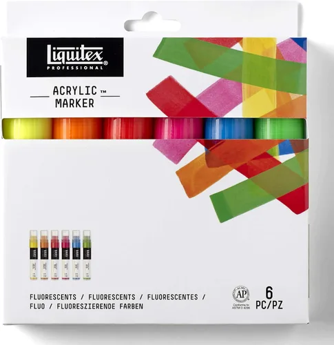 Vista 10 de Liquitex, set de 6 marcadores anchos para pintura profesional. Fine Art Pigments, Precise Control, Highly Lightfast, Satin Finish, Range of