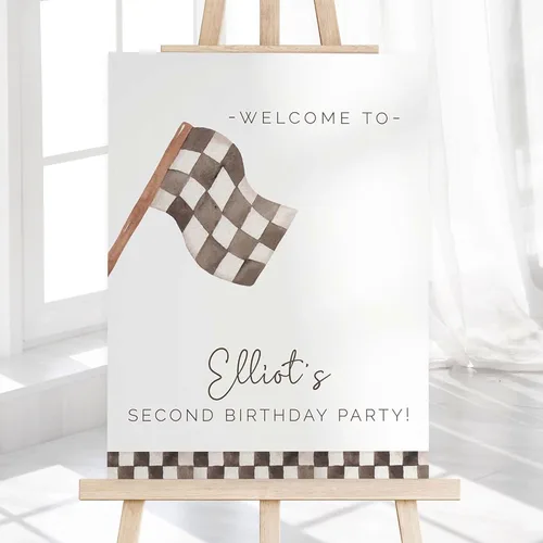 Vista 8 de Race Car Birthday Welcome Sign for Boys, Custom Racing Truck Theme Party Decoration, Personalized Red Sports Car Poster, Kid’s Age Banner for Race