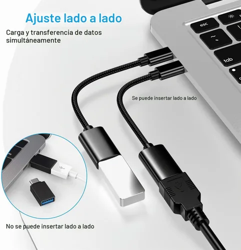Vista 4 de Adaptador USB C a USB 3.0 [3 unidades], USB C macho a USB hembra OTG cable Thunderbolt3 a USB adaptador compatible con MacBook Pro/Air, iPhone 16