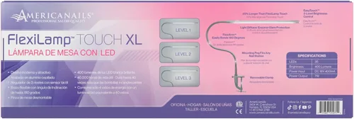 Vista 3 de Americanails FlexiLamp Touch XL - Lámpara LED de escritorio de mesa, abrazadera extraíble, iluminación ajustable para estaciones de uñas, luz