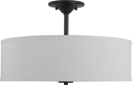 Vista 4 de Progress Lighting Inspire - Luz semiempotrada de 18" con 3 luces, grafito Grafito con pantalla de lino de verano