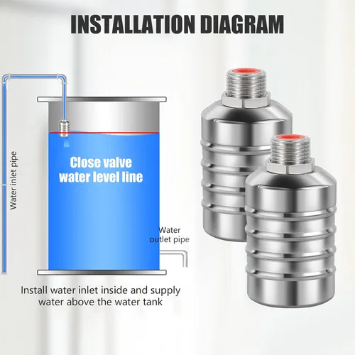 Vista 5 de Válvula de flotador de acero inoxidable 304 totalmente automática con control de nivel de agua para tanque de agua, mini válvula de flotador de bola