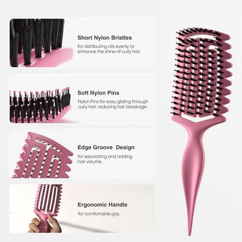 Vista 2 de AM8:00 Cepillo definidor de rizos, cepillo de pelo rizado para dar forma y separar el cabello Para añadir volumen, diseño ventilado para secado