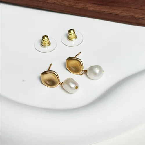 Vista 6 de Aretes de perlas de agua dulce para mujer, barroco, retro, moderno, regalo de joyería