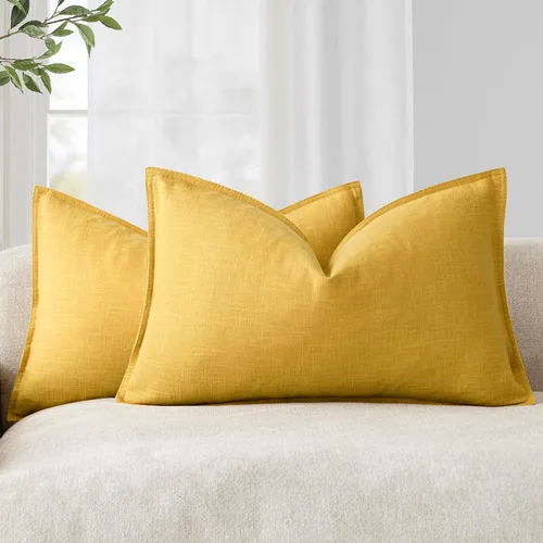 Vista 30 de Foindtower Juego de 2, Fundas Decorativas de Almohada de Lino Sólido Suaves Fundas de Cojín Europeo de Acento Estilo Granja Neutral para Silla Sofá