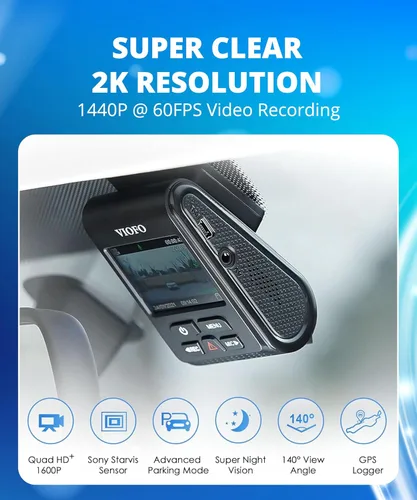 Vista 2 de VIOFO A119 V3 Dash Cam, grabación frontal 2K, GPS, True HDR Car Dashcam