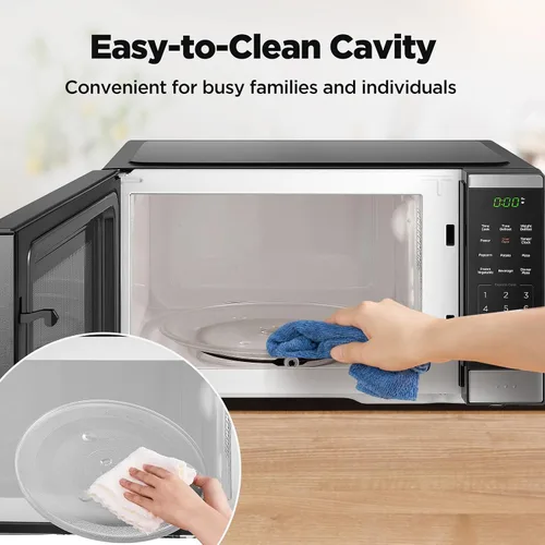 Vista 9 de BLACK+DECKER Horno de microondas para encimera 0.9 pies cúbicos, 6 menús automáticos, bloqueo para niños, función de memoria, 10 niveles