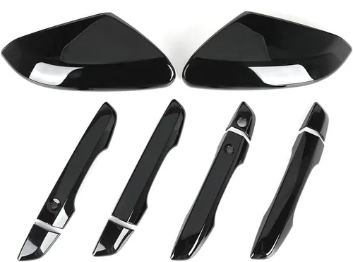 Vista 2 de Cubierta de espejo lateral + Kit de cubiertas para manija de puerta Compatible con Honda Civic 10ª generación 2016 2017 2018 2019 2020 2021 (Negro)
