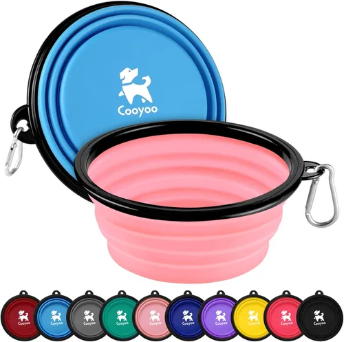 Vista 46 de COOYOO Cuenco plegable para perros, paquete de 2 cuencos plegables para agua para perros y gatos, plato portátil para alimentación de mascotas