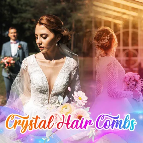 Vista 7 de Catery Peine para el cabello de boda con diseño de flores para novia, color plateado, pequeño peine lateral azul, accesorios de joyería para mujeres