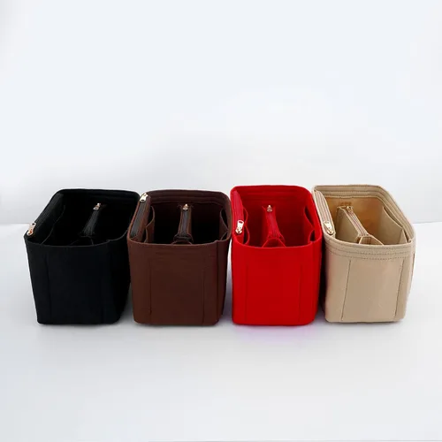 Vista 7 de Organizador de bolsas de fieltro compatible con Speedy, Neverfull, organizador de bolsos de alta calidad con bolsillos con cremallera (M, rojo)