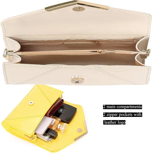 Vista 7 de DEXMAY - Bolso de mano de noche para mujer, de charol sintético, plegable, bolso formal