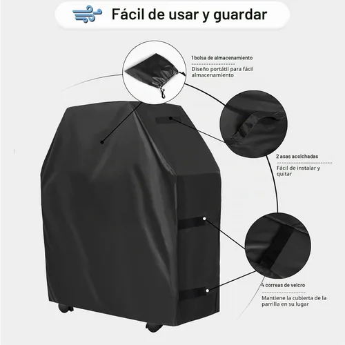 Vista 5 de OutdoorLines Cubierta Impermeable de Servicio Pesado para Parrilla BBQ - Cubiertas Universales para Parrilla de Barbacoa Resistentes a UV, Cubierta