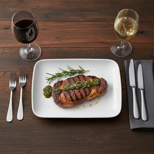 Vista 2 de Juego de 4 platos rectangulares de melamina, 7.5 pulgadas, pequeños platos de plástico blanco para servir, para cena, ensalada, fruta, aperitivo