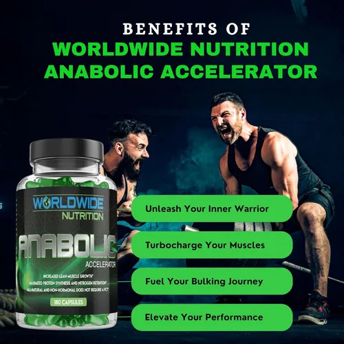 Vista 8 de Worldwide Nutrition Acelerador anabólico - Suplemento diario para hombres - 180 cápsulas - Apoya la energía, la recuperación del entrenamiento