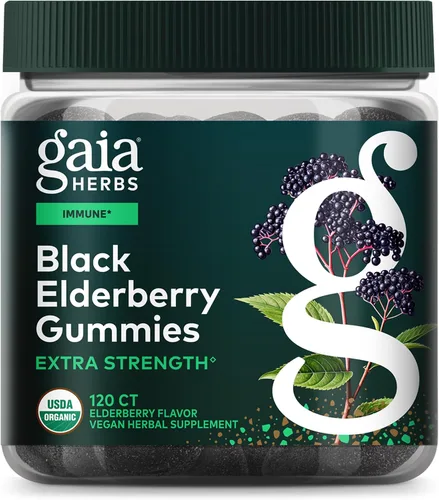 Vista 11 de Gaia Herbs Gomitas extra fuertes de saúco negro (Sambucus nigra) - Delicioso suplemento de apoyo inmunológico* - Bayas de saúco negras orgánicas