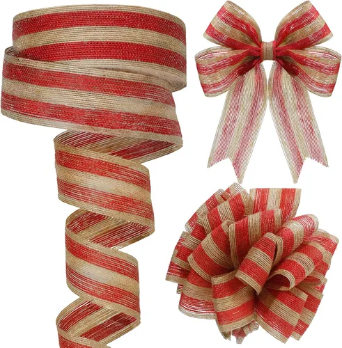 Vista 9 de Rtteri 98.4 ft Christmas Burlap Ribbon Roll DIY, Red, 1.5 Inch Wide